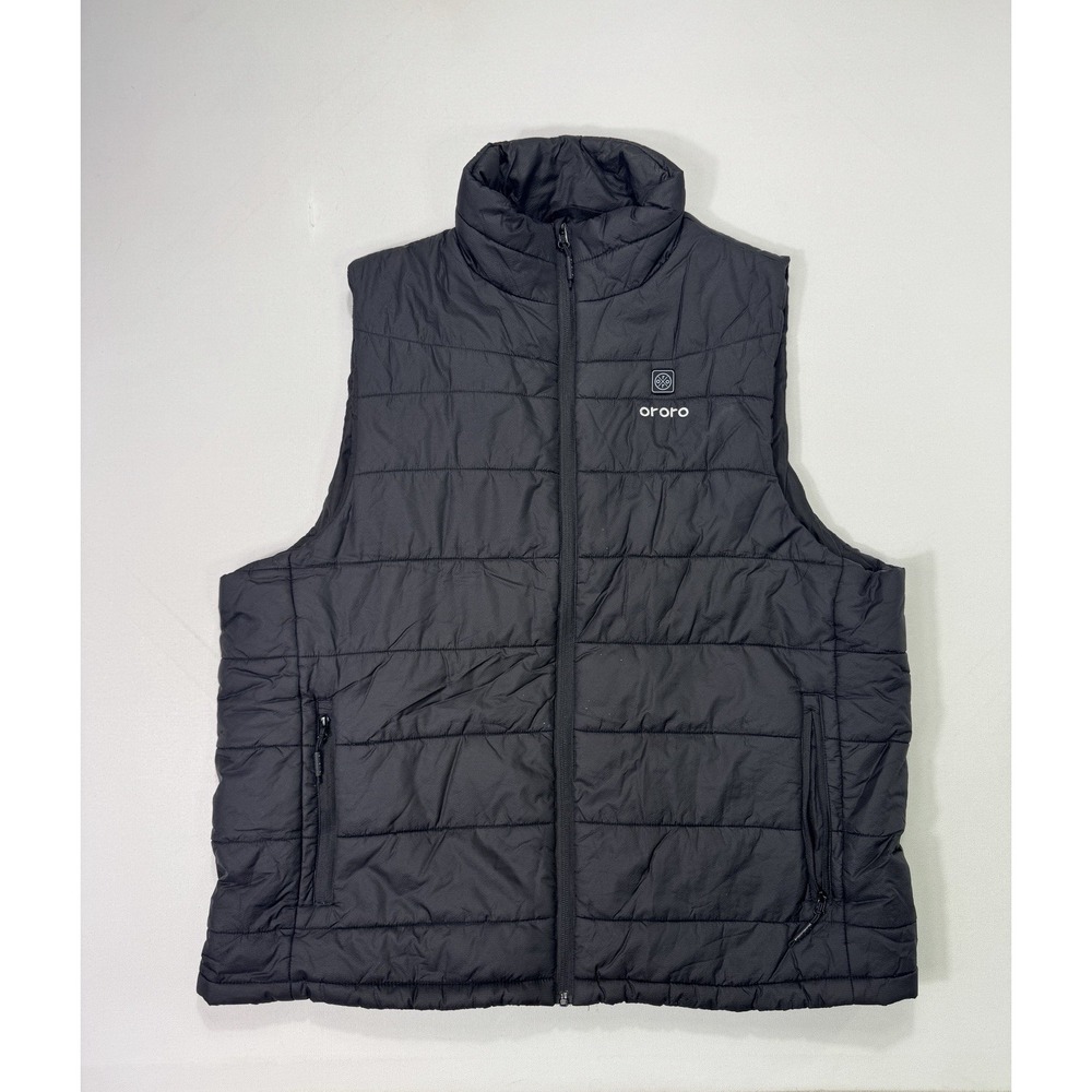 ORORO Heated Vest Men's 2XL Black Puffer Insulated No Battery Full Zip Pockets
